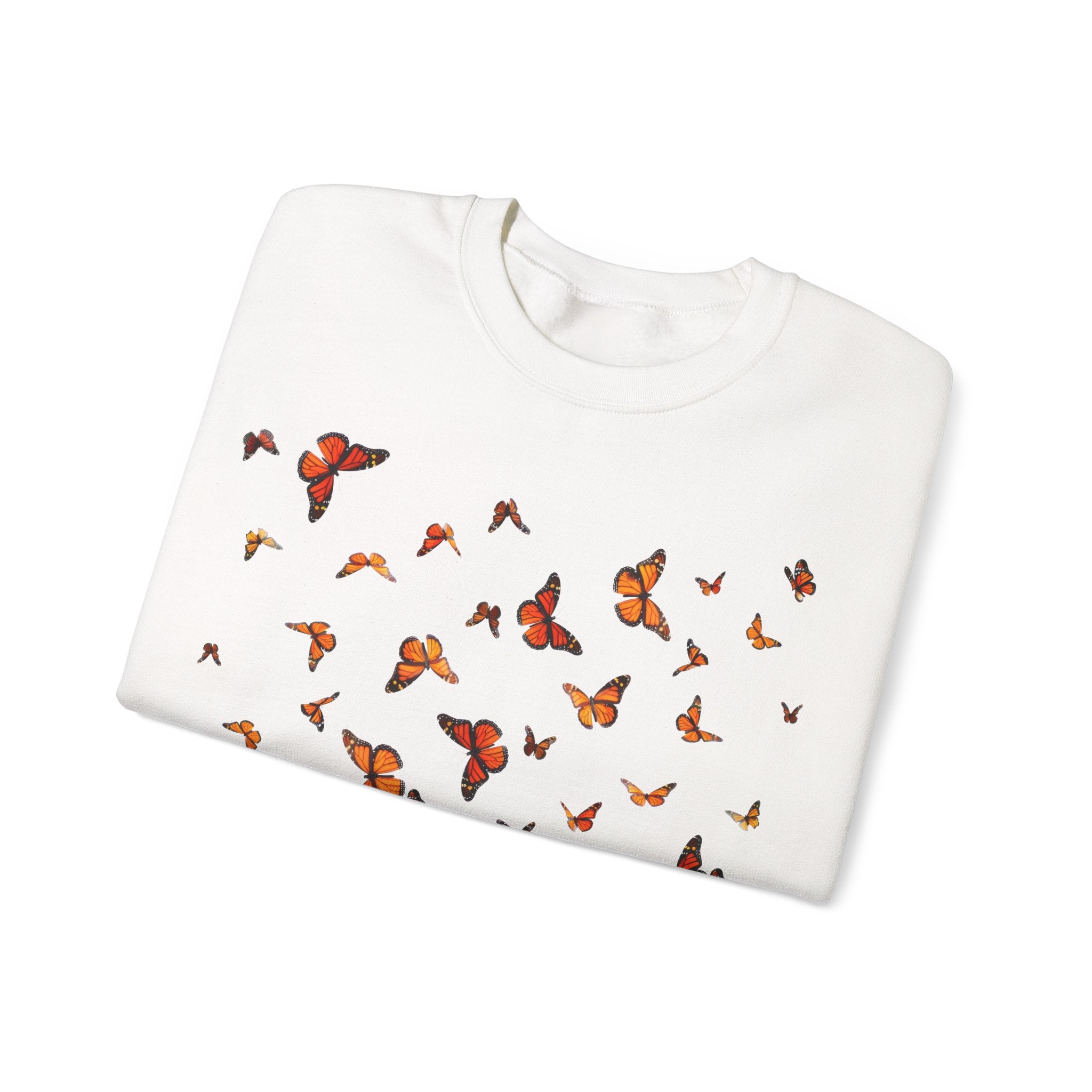 Butterfly Flock Crewneck Sweatshirt — Orange Monarchs Graphic