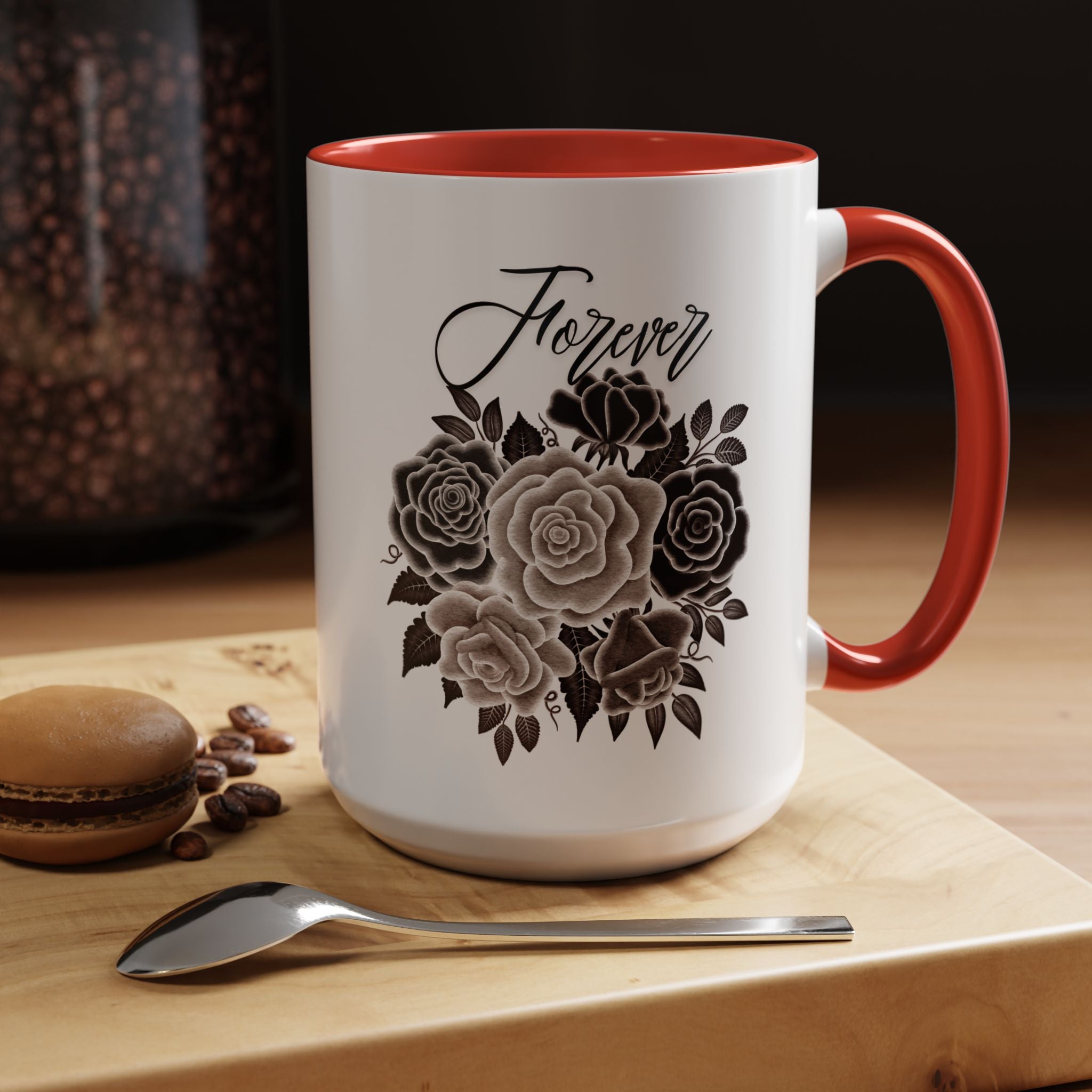 Elegant Floral Accent Coffee Mug for Coffee Lovers, Gift for Her, Home Decor, Valentine's Day, Birthday