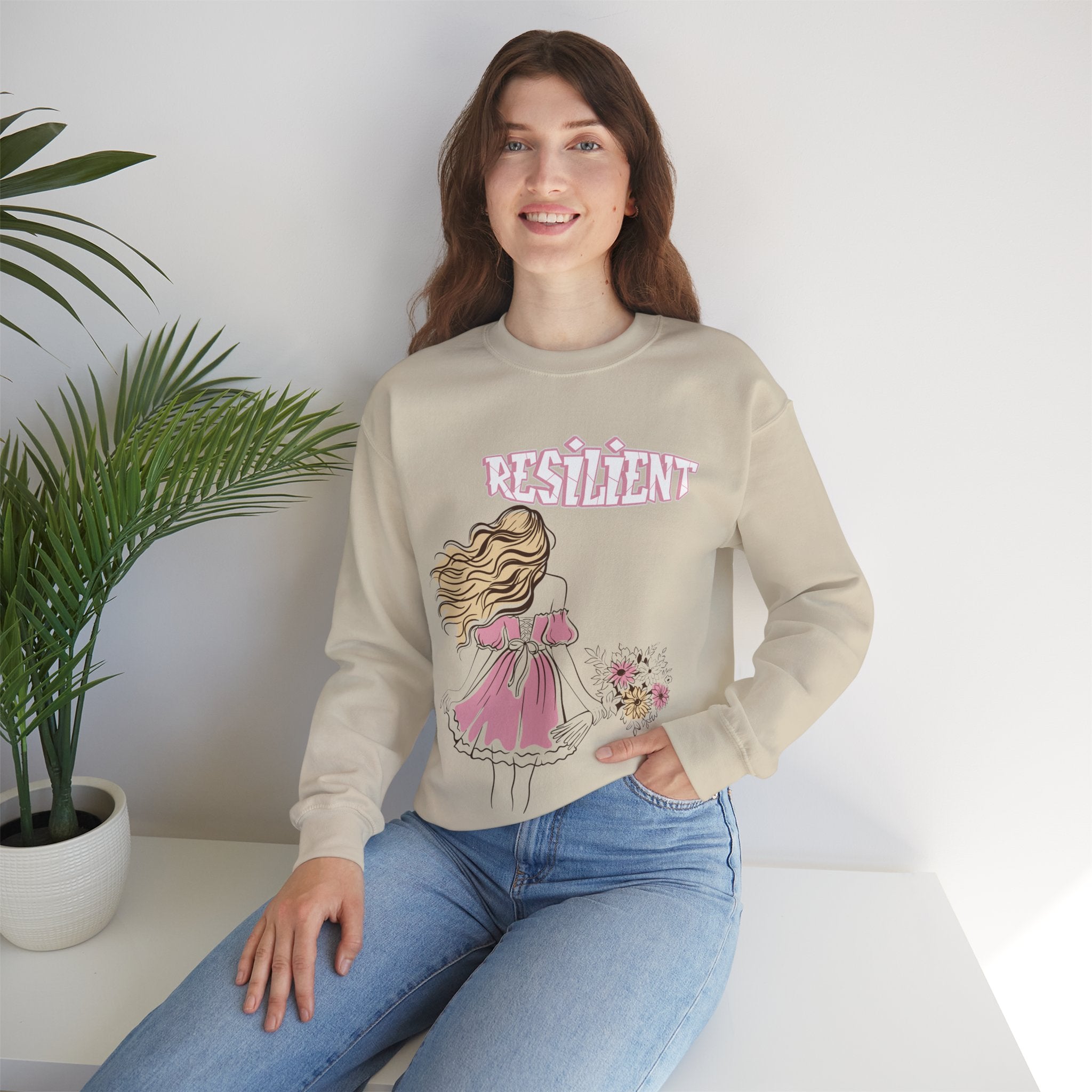 Resilient Graphic Sweatshirt, Trendy Crewneck, Women’s Clothing, Cozy Layering Piece, Perfect Gift for Her, Casual Fashion