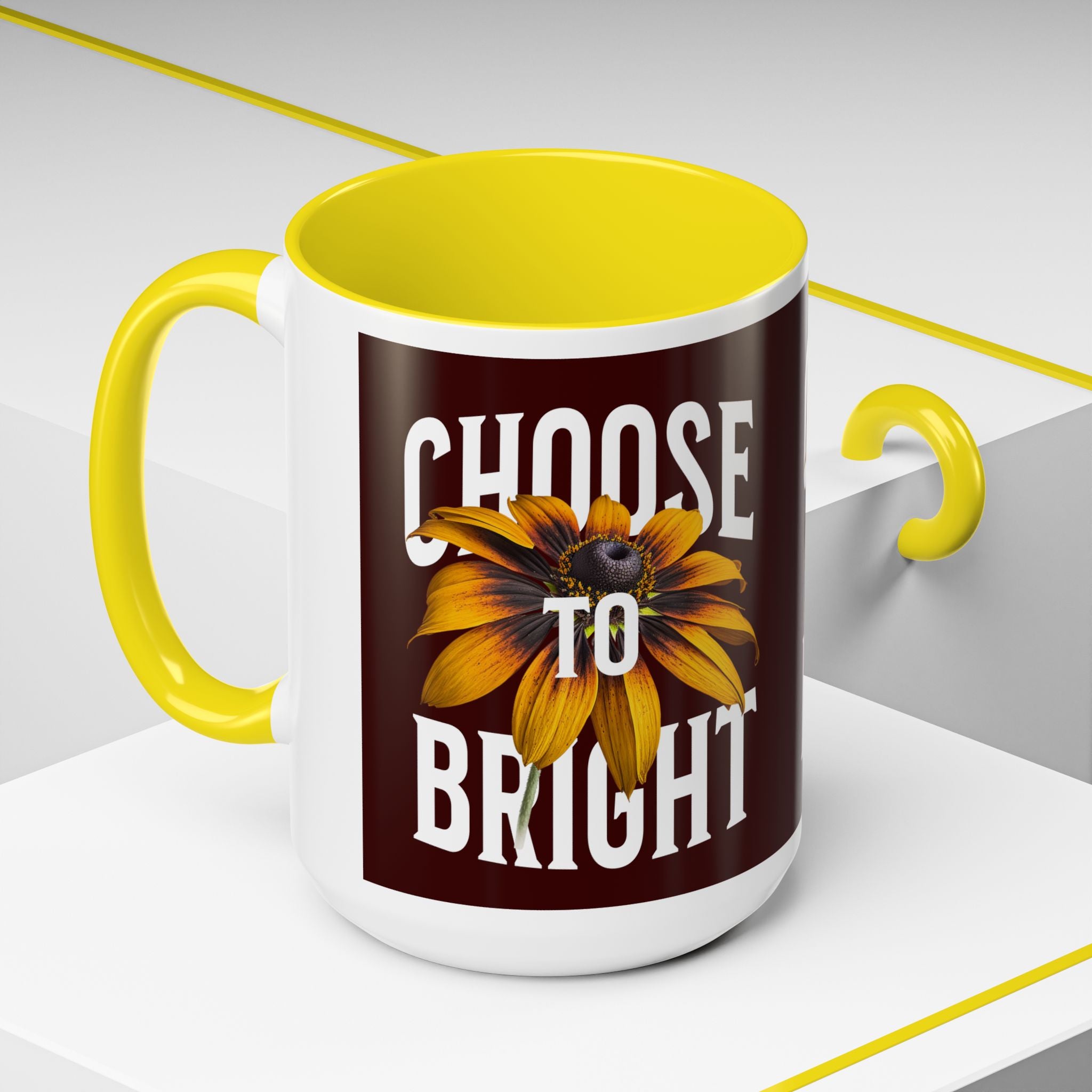 Choose to Be Bright Coffee Mug — Sunflower Accent Ceramic Mug (11/15oz)