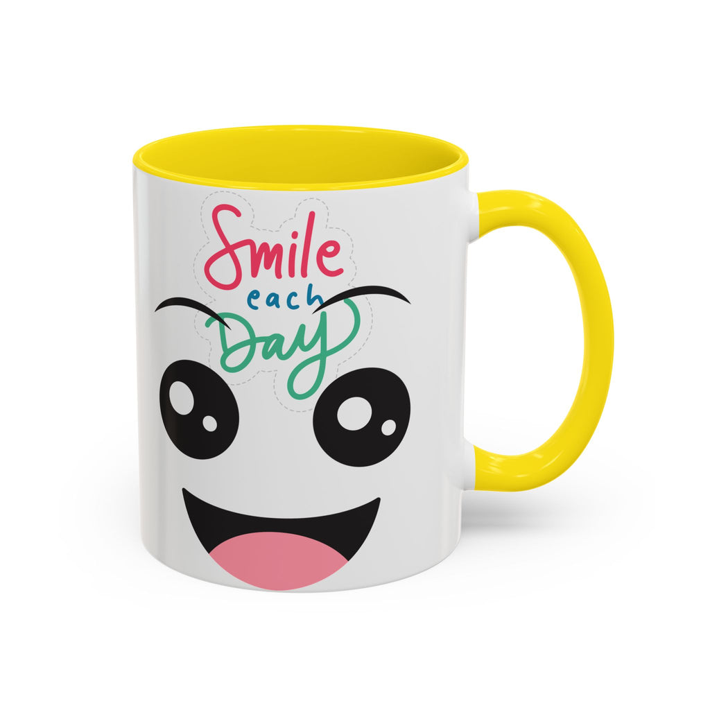 Smile Each Day Coffee Mug — Cute Cartoon Face Accent Mug (11/15oz)