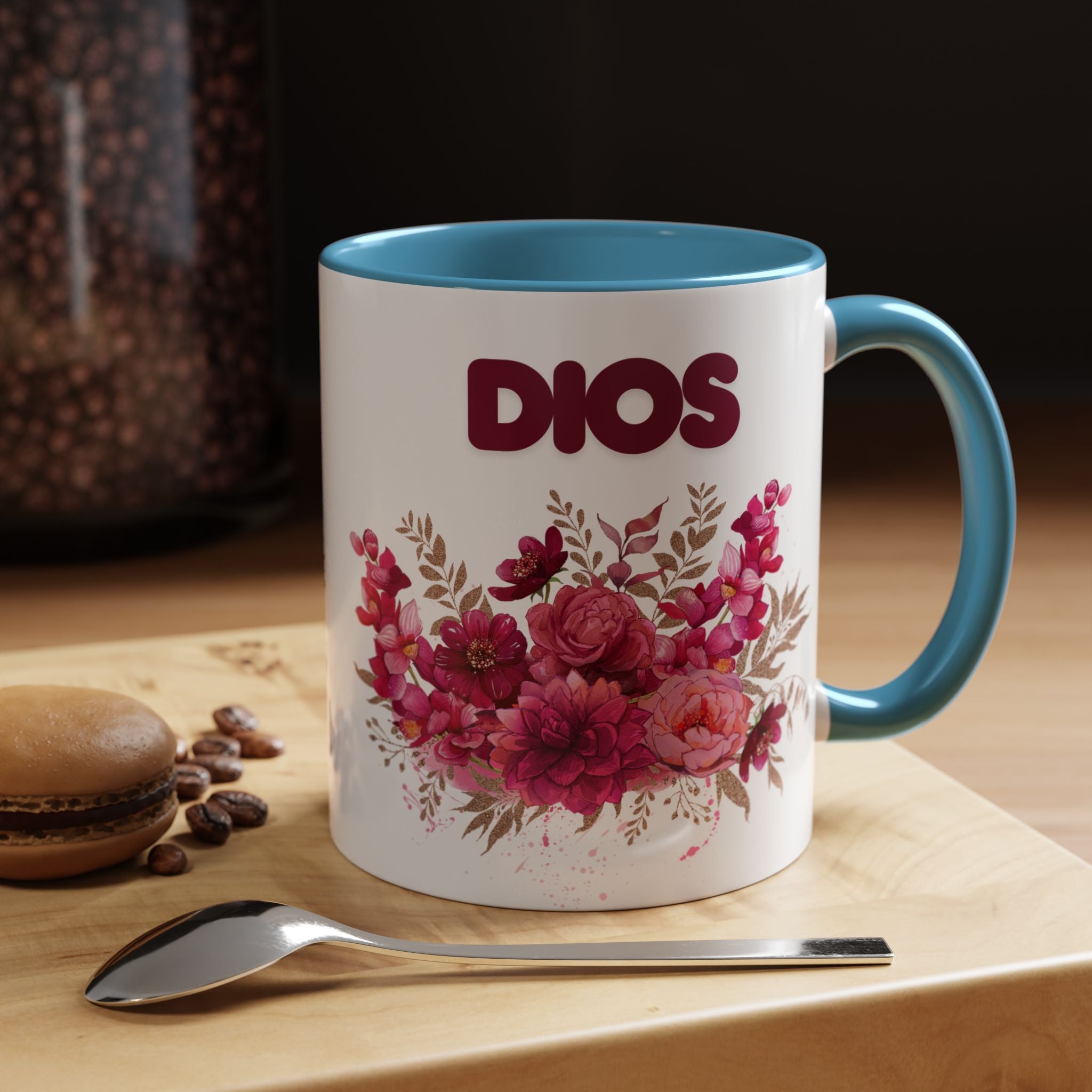 Dios Floral Accent Coffee Mug — 11/15oz Inspirational Christian Tea Cup