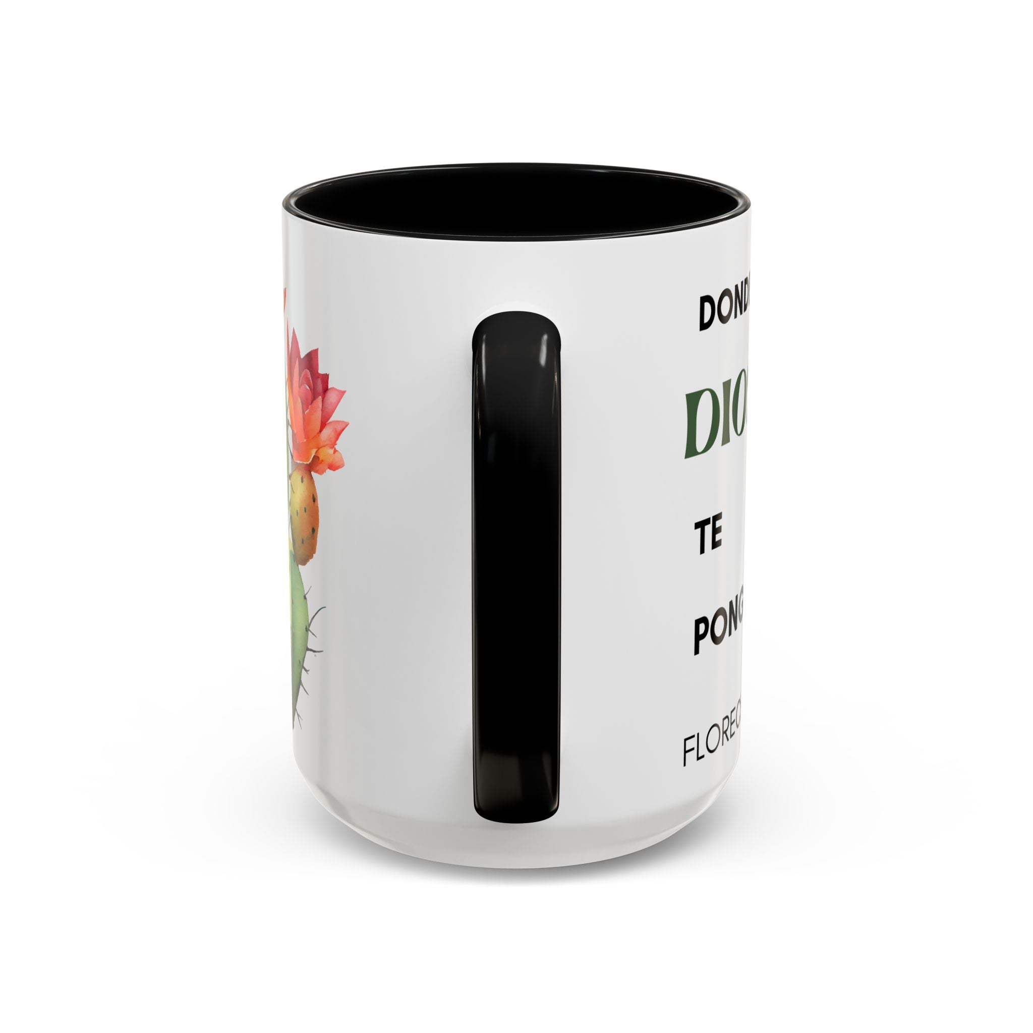 Cactus Floral Accent Coffee Mug – ‘Donde Dios Te Ponga Florecerás’ Spanish Inspirational Mug