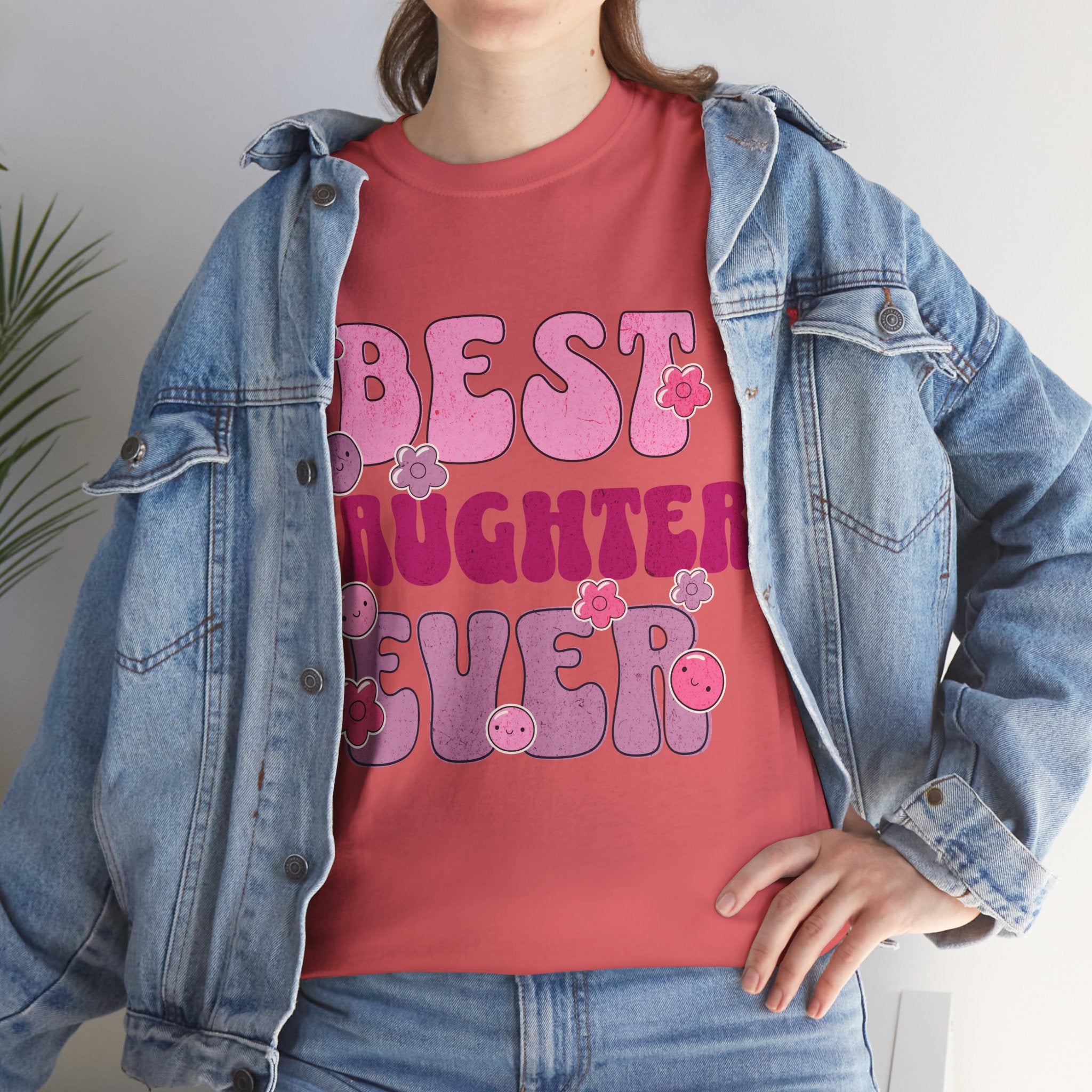 Best Daughter Ever T-Shirt — Cute Pink Retro Typography Tee for Daughters, Mother's Day Gift