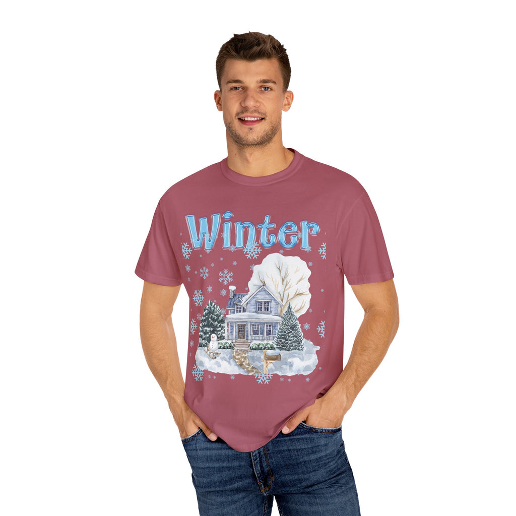 Winter-Themed Unisex Garment-Dyed T-shirt