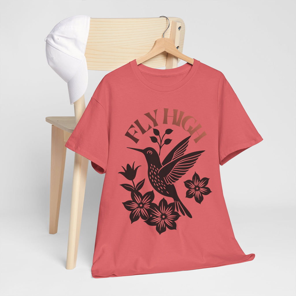 Fly High Hummingbird T-Shirt — Floral Retro Nature Tee