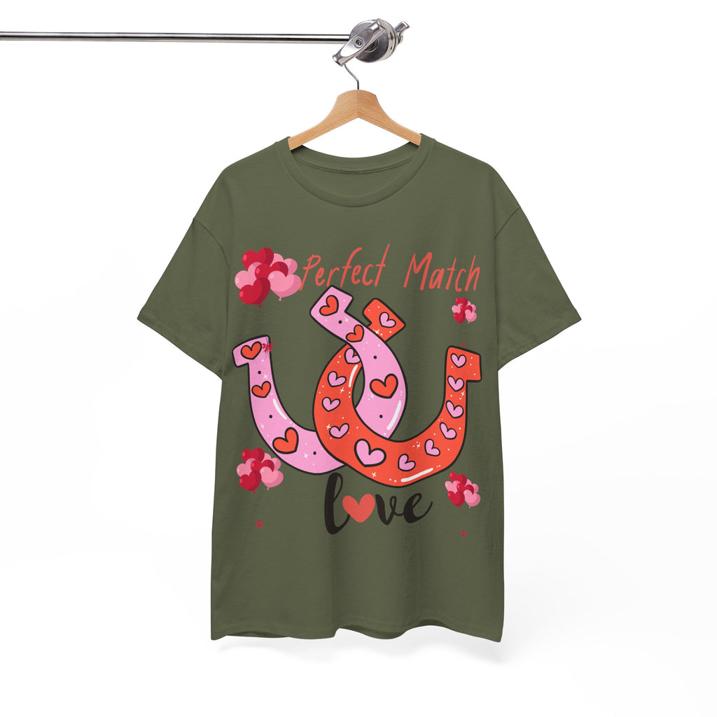 Perfect Match Love T-Shirt — Cute Horseshoe Valentine Tee