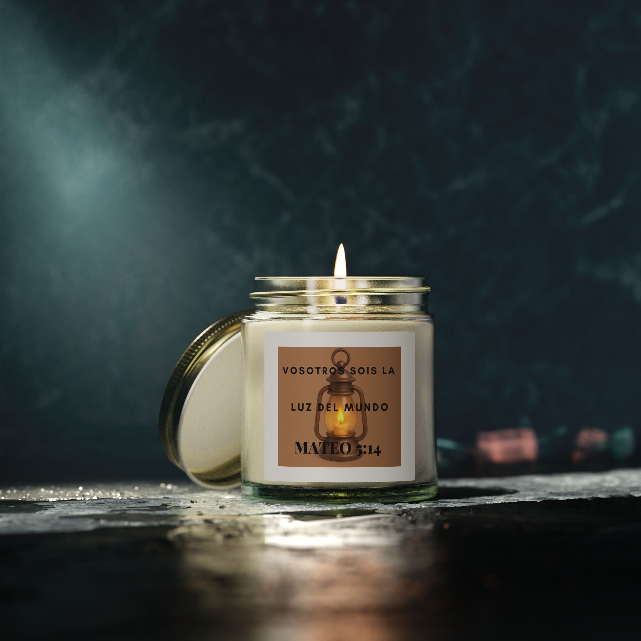 Scented Candle — Coconut Apricot Wax (4oz/9oz) — “Vosotros Sois la Luz del Mundo” Mateo 5:14