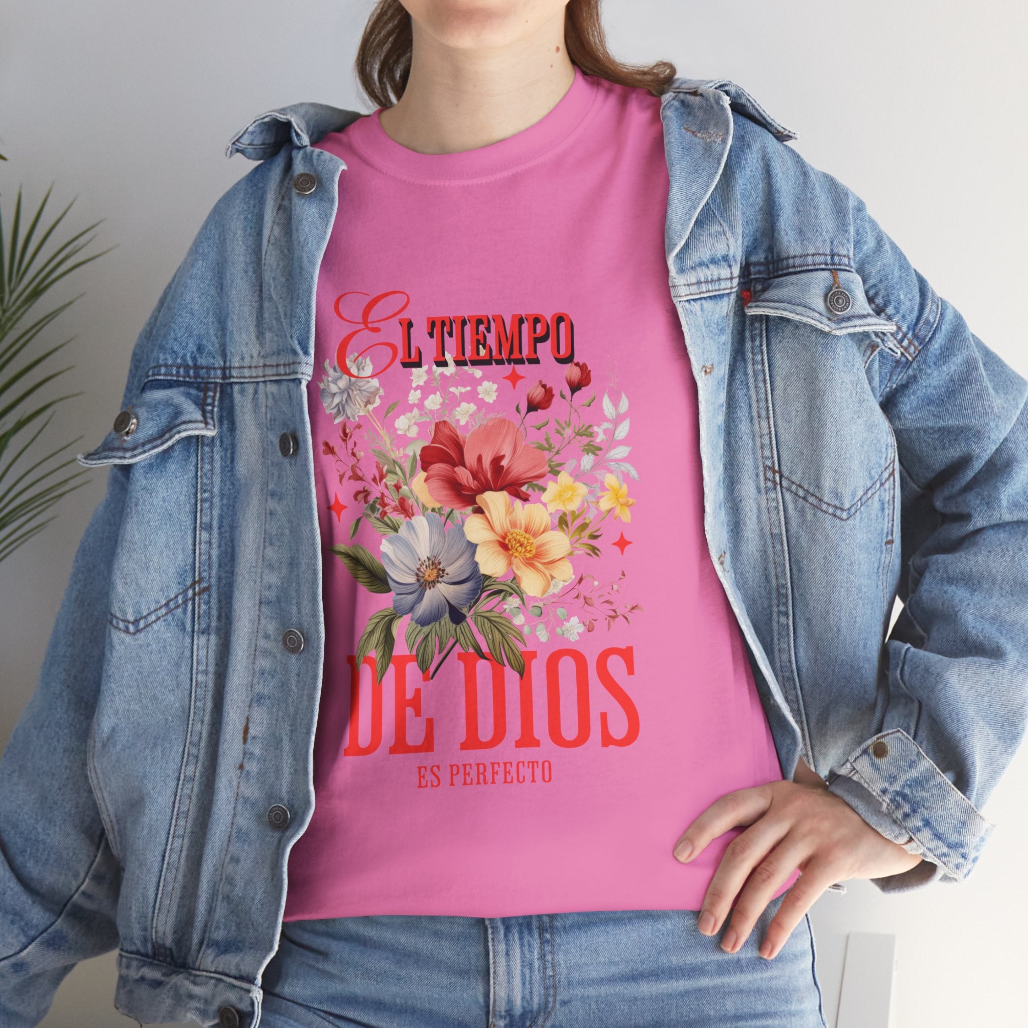 Floral Quote Tee, Unisex Heavy Cotton Tee for Faith and Inspiration, Cute T-Shirt for Spring, Inspirational Gift for Friends, [...]