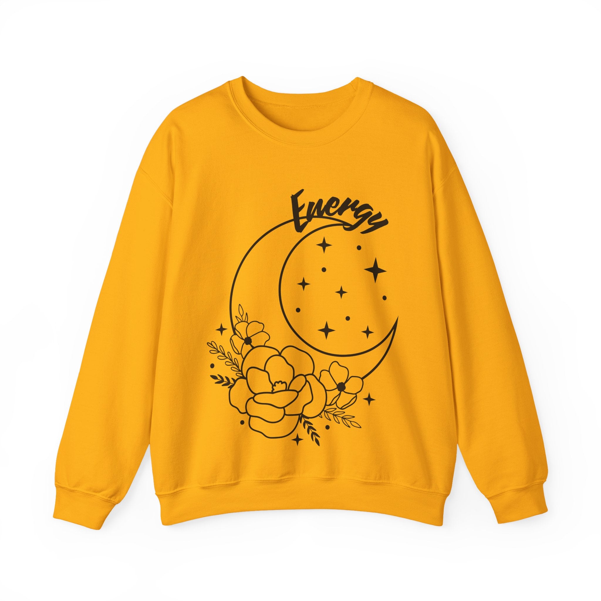 Celestial Energy Sweatshirt, Moon and Flowers Crewneck, Cozy Unisex Top, Astrology Gift, Spiritual Apparel, Birthday Gift, Everyday Wear