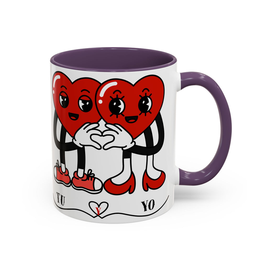 Valentine Heart Couple Coffee Mug – "Tu y Yo" Cute Romantic Accent Mug