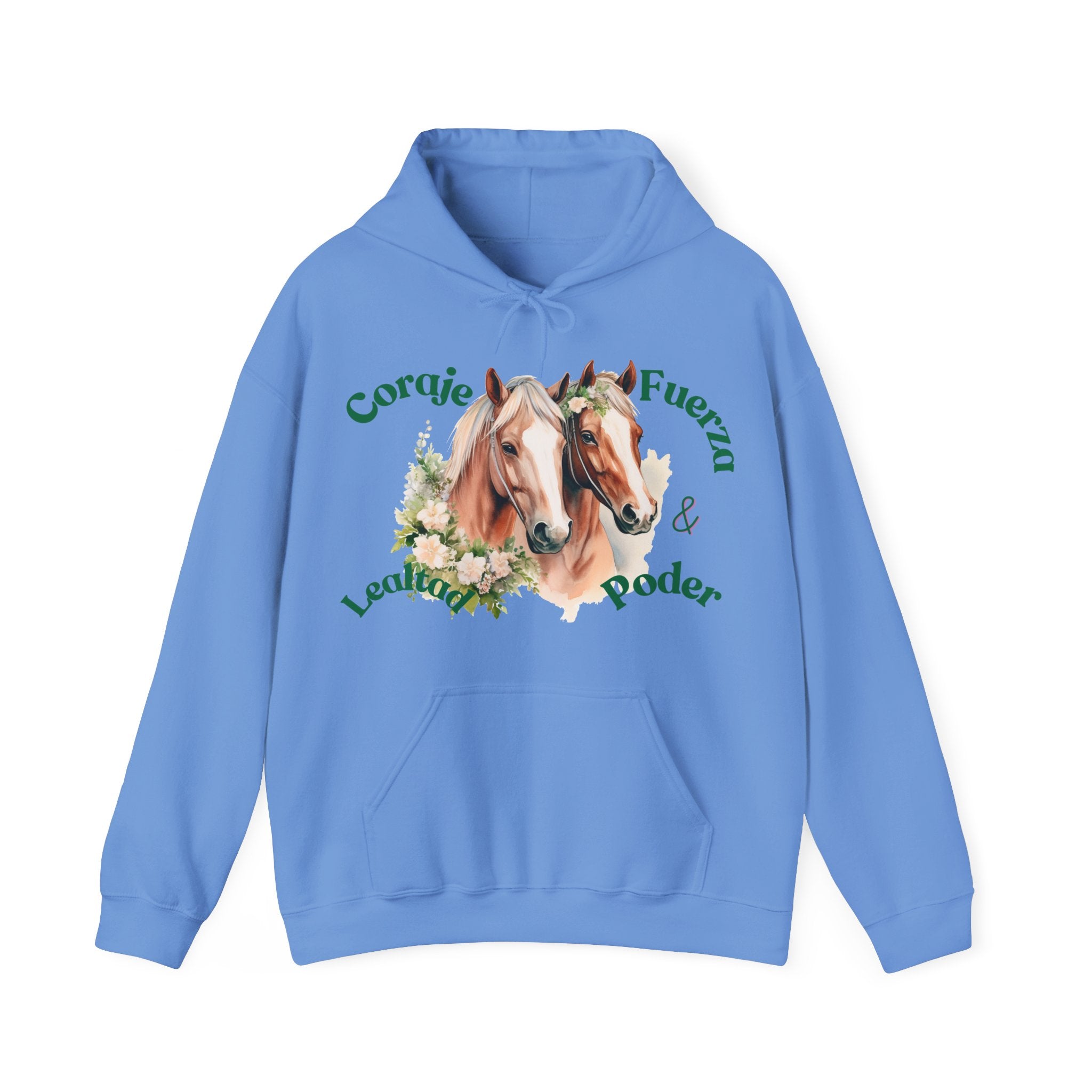Equine Spirit Hooded Sweatshirt - Courage, Strength, Love, Gift for Horse Lovers, Cozy Wear, Equestrian Apparel, Motivational Sweatshirt