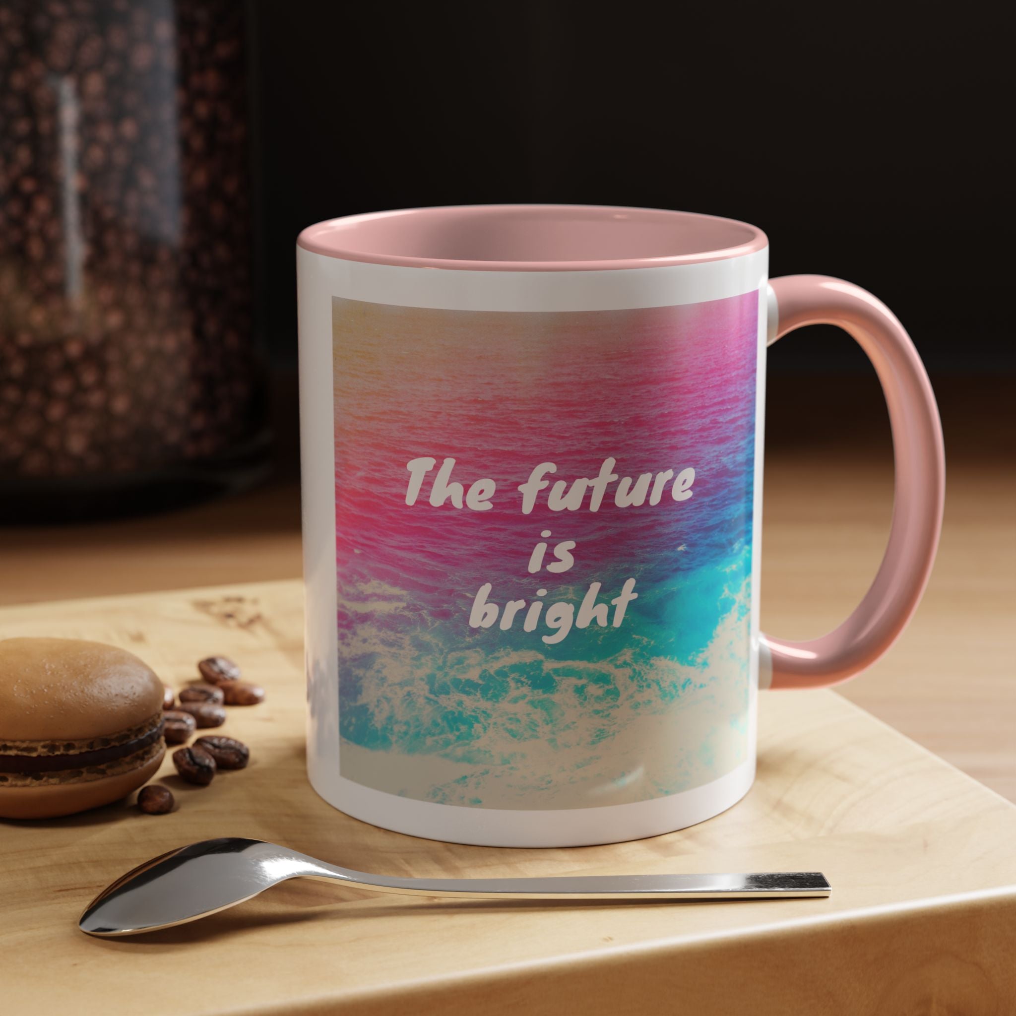Ocean Background Future Is Bright Accent Coffee Mug (11, 15oz)