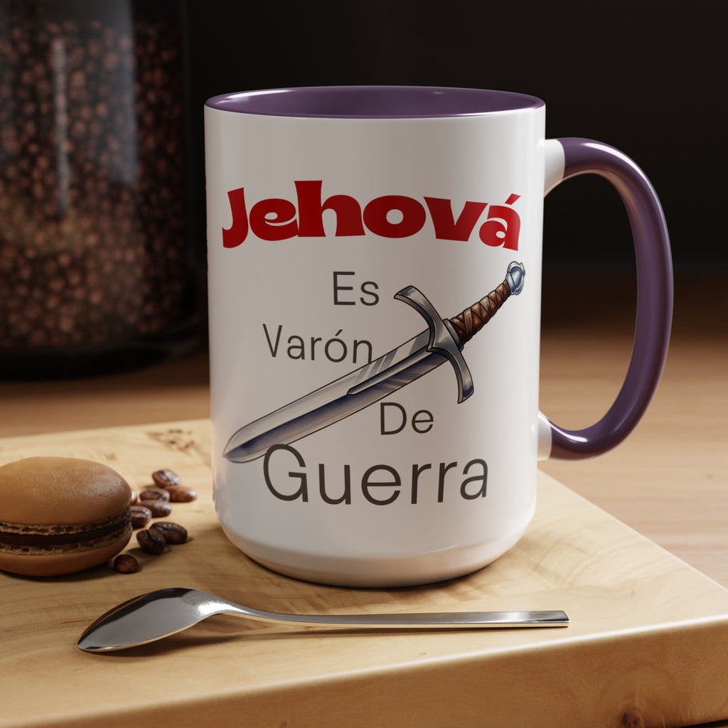 Jehovah Es Varón de Guerra Coffee Mug — Spanish Faith Sword Accent Mug (11/15oz)