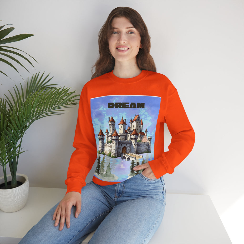 Dreamy Castle Crewneck Sweatshirt, Cozy Graphic Sweatshirt, Unisex Pullover, Pastel Art Apparel, Fantasy Sweatshirt