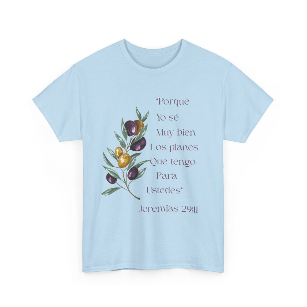Olive Branch Scripture Tee — Jeremías 29:11 Spanish Floral Bible Verse T-Shirt