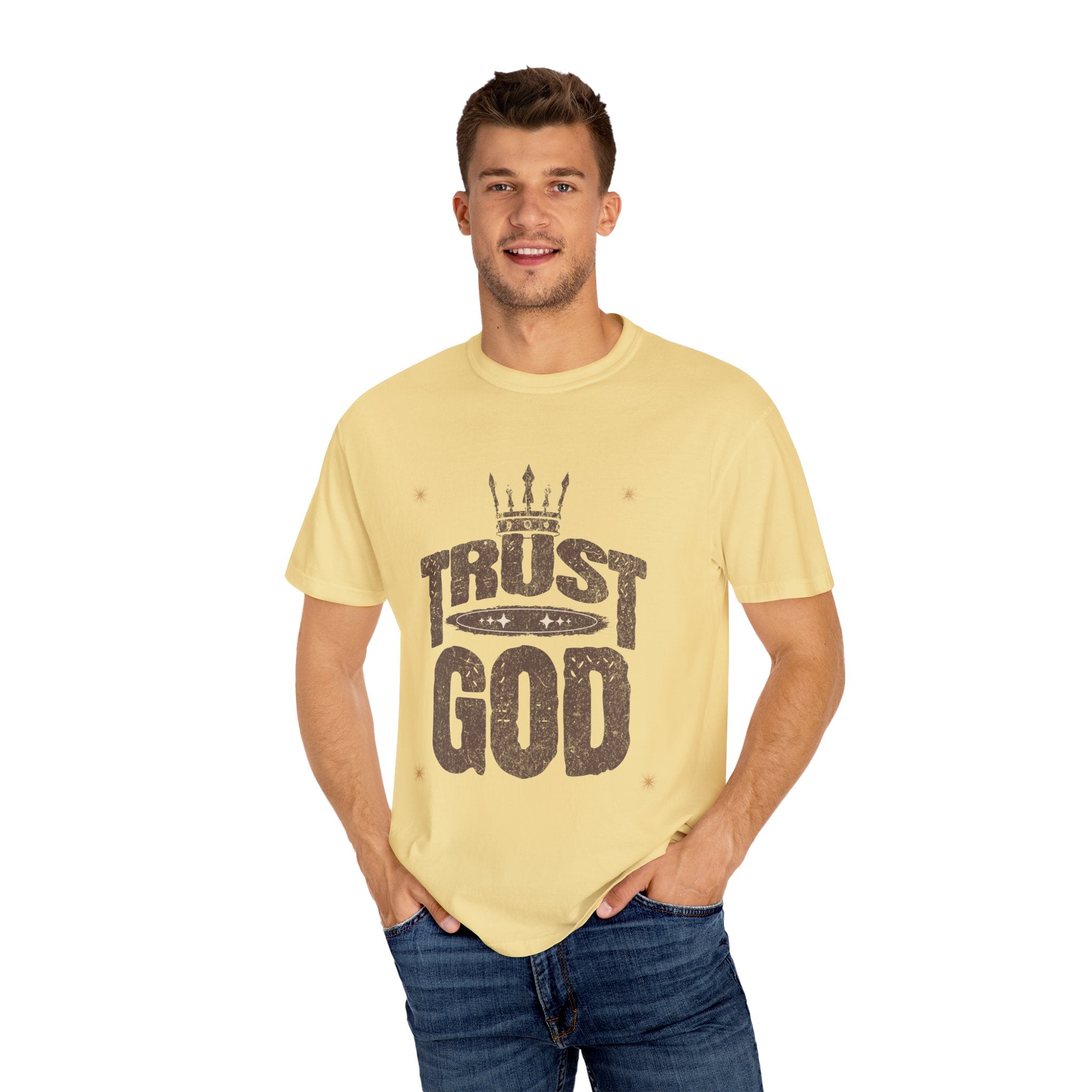 Trust God Unisex Garment-Dyed T-Shirt, Inspirational Tee, Faith-Based Apparel, Casual Wear, Christian Gift