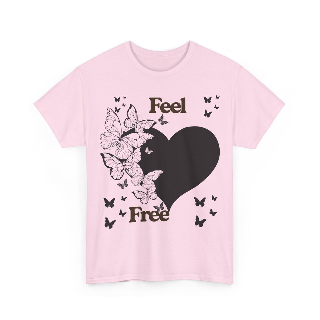 Butterfly Heart Unisex Heavy Cotton Tee, Feel Free Shirt, Nature Lover Gift, Casual Wear, Spring Fashion, Butterfly Design Tee