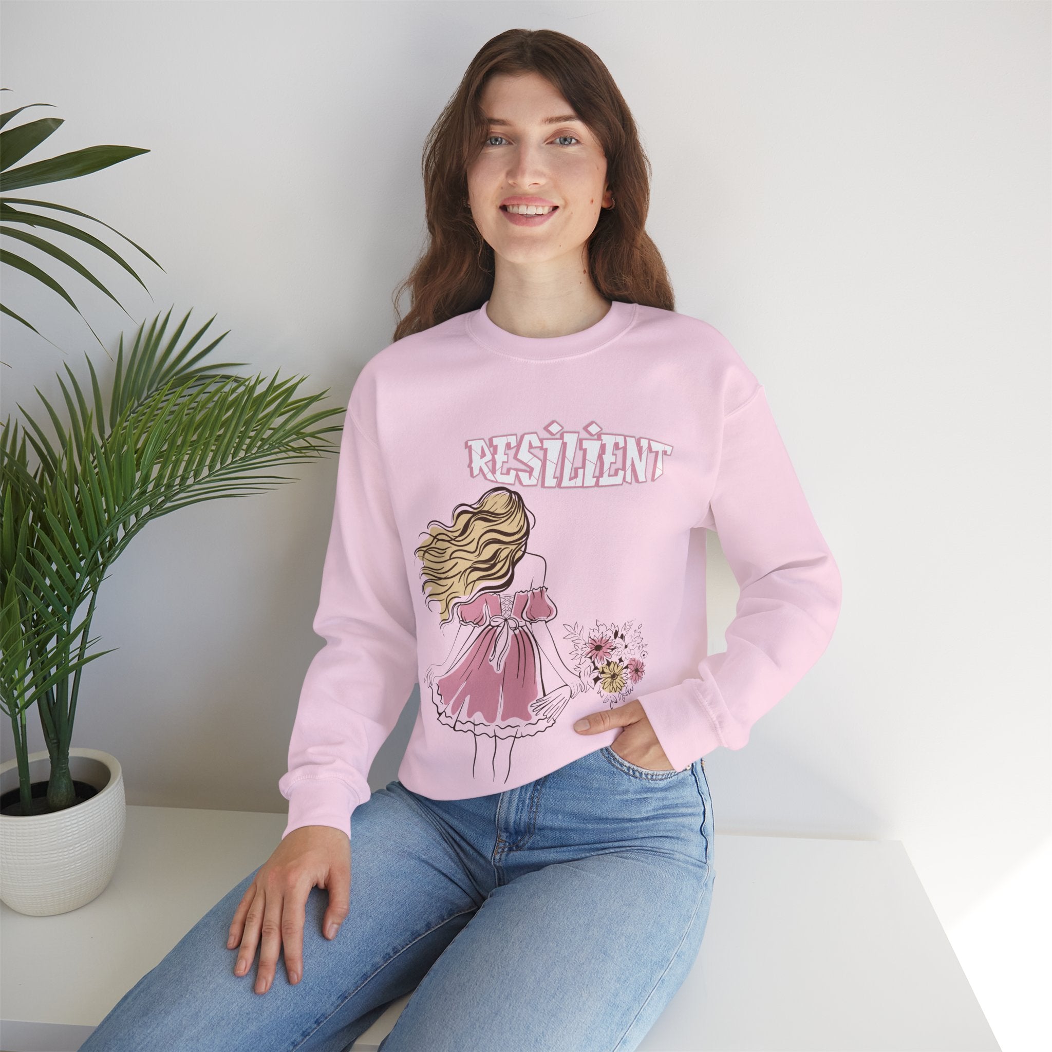 Resilient Graphic Sweatshirt, Trendy Crewneck, Women’s Clothing, Cozy Layering Piece, Perfect Gift for Her, Casual Fashion