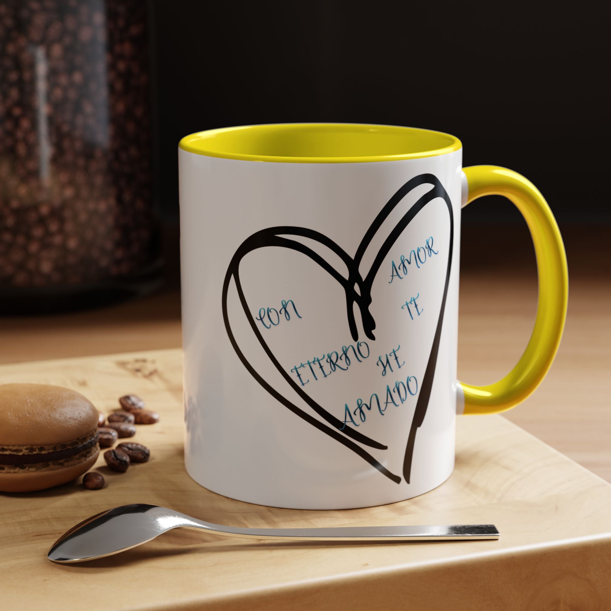 Coffee Mug - Hand-Drawn Heart with Spanish 'Por Amor Te He Amado' Accent