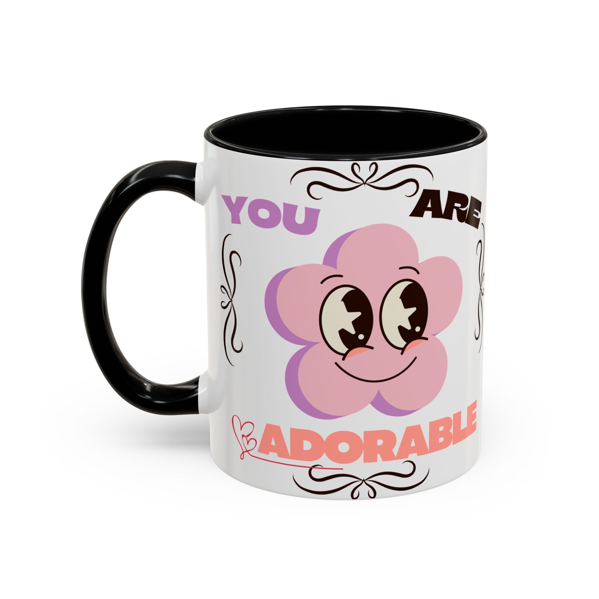 You Are Adorable Coffee Mug — Cute Pink Flower Accent Mug (11/15oz)