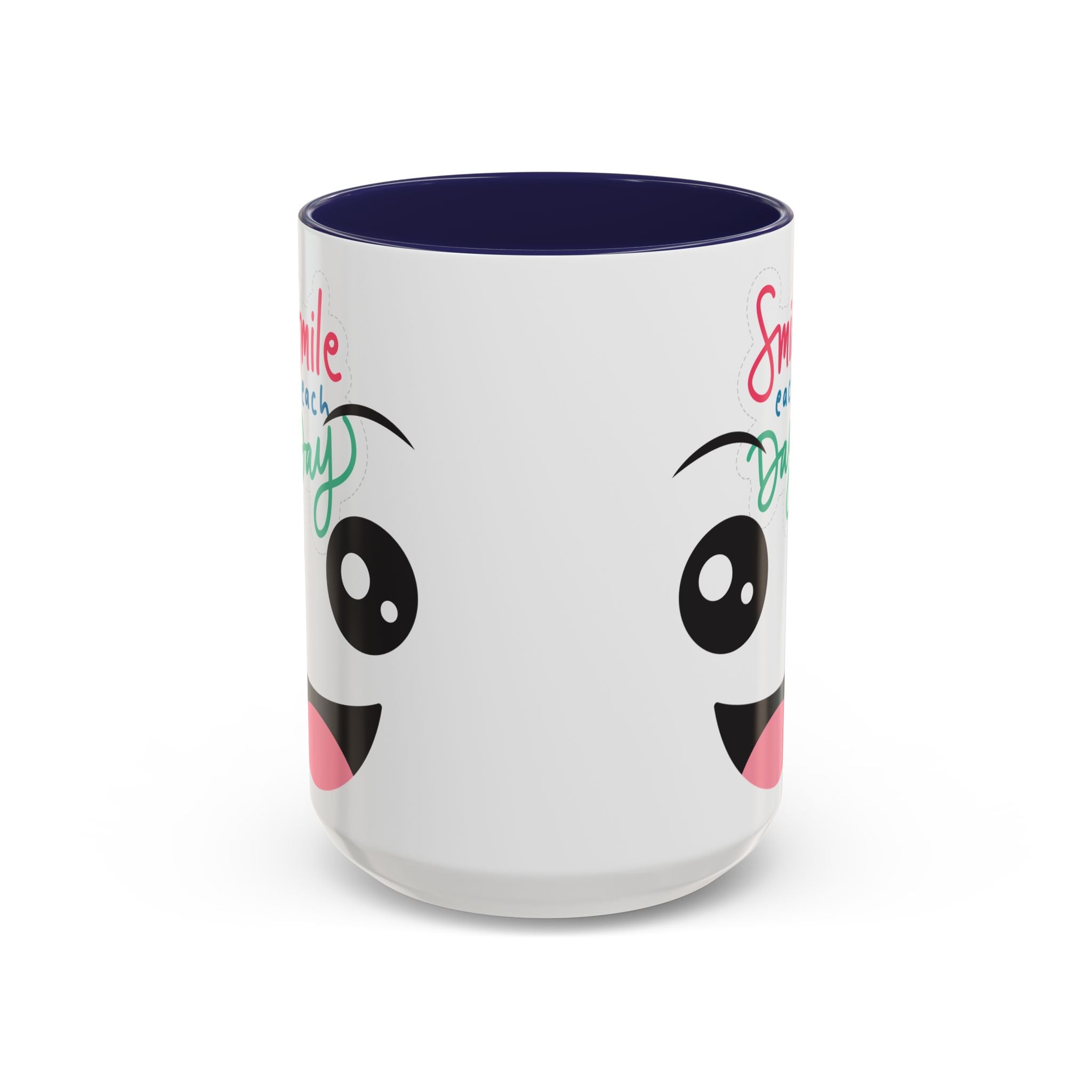 Smile Each Day Coffee Mug — Cute Cartoon Face Accent Mug (11/15oz)