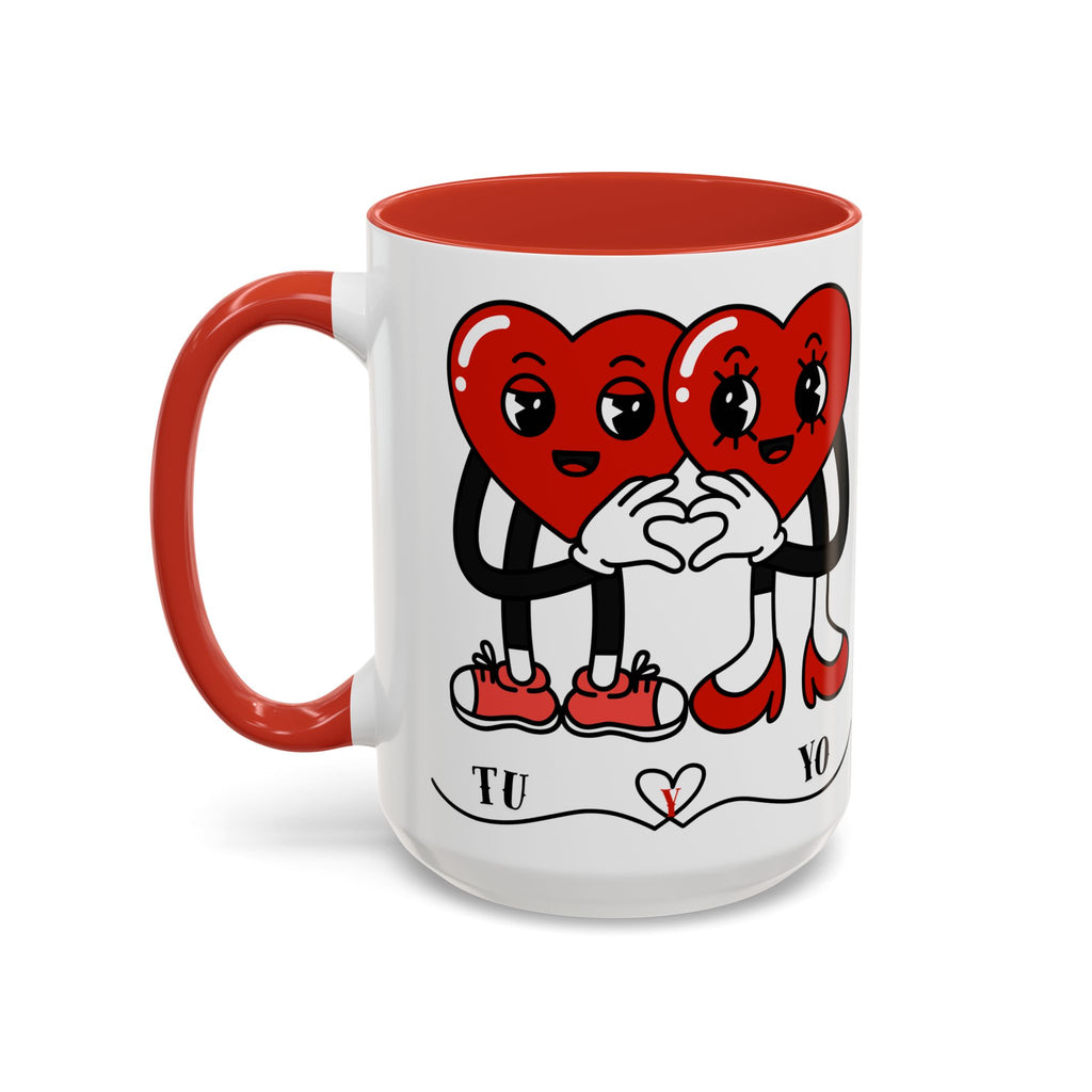 Valentine Heart Couple Coffee Mug – "Tu y Yo" Cute Romantic Accent Mug