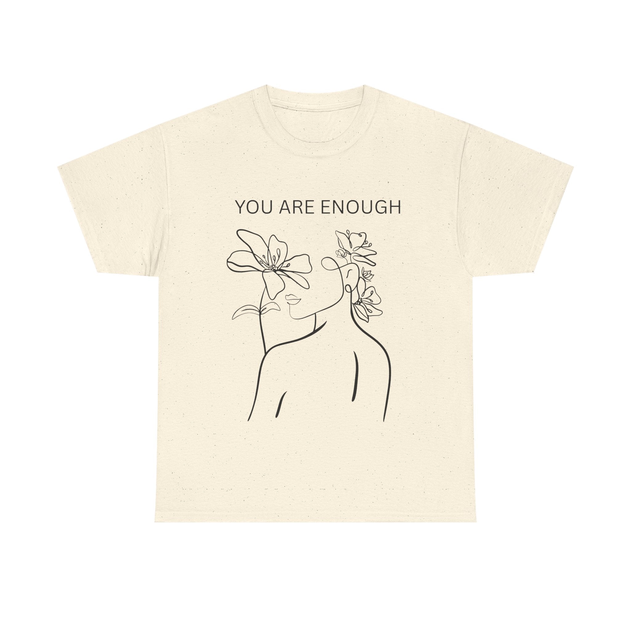 Inspirational Floral Tee, Unisex Heavy Cotton T-Shirt with 'You Are Enough' Design, Motivational Gift, Self-Love Apparel, Positive [...]