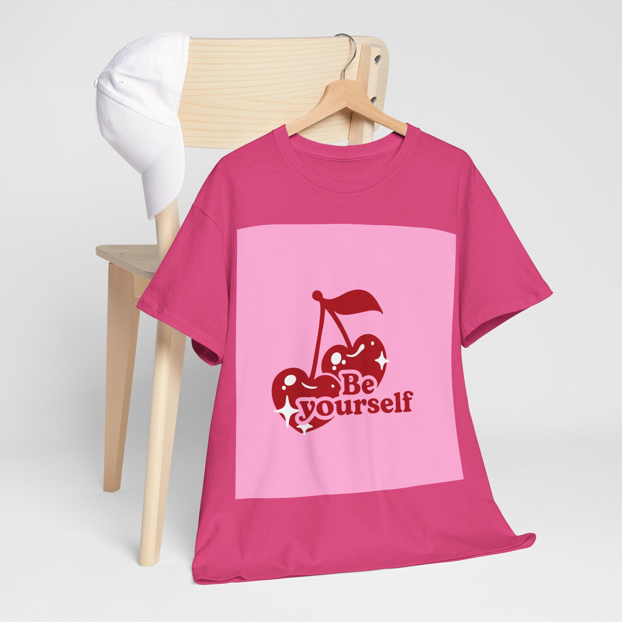 Be Yourself Cherry Graphic Tee, Unisex Cotton T-Shirt, Casual Wear, Gift for Friends, Positive Vibes, Ideal for Summer
