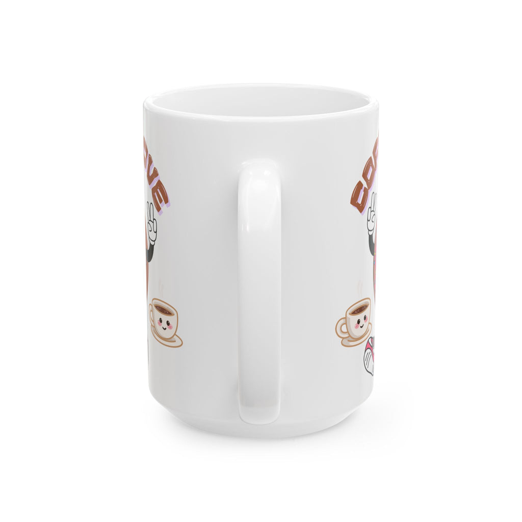 Coffee Love Ceramic Mug - Fun Donut & Coffee Design