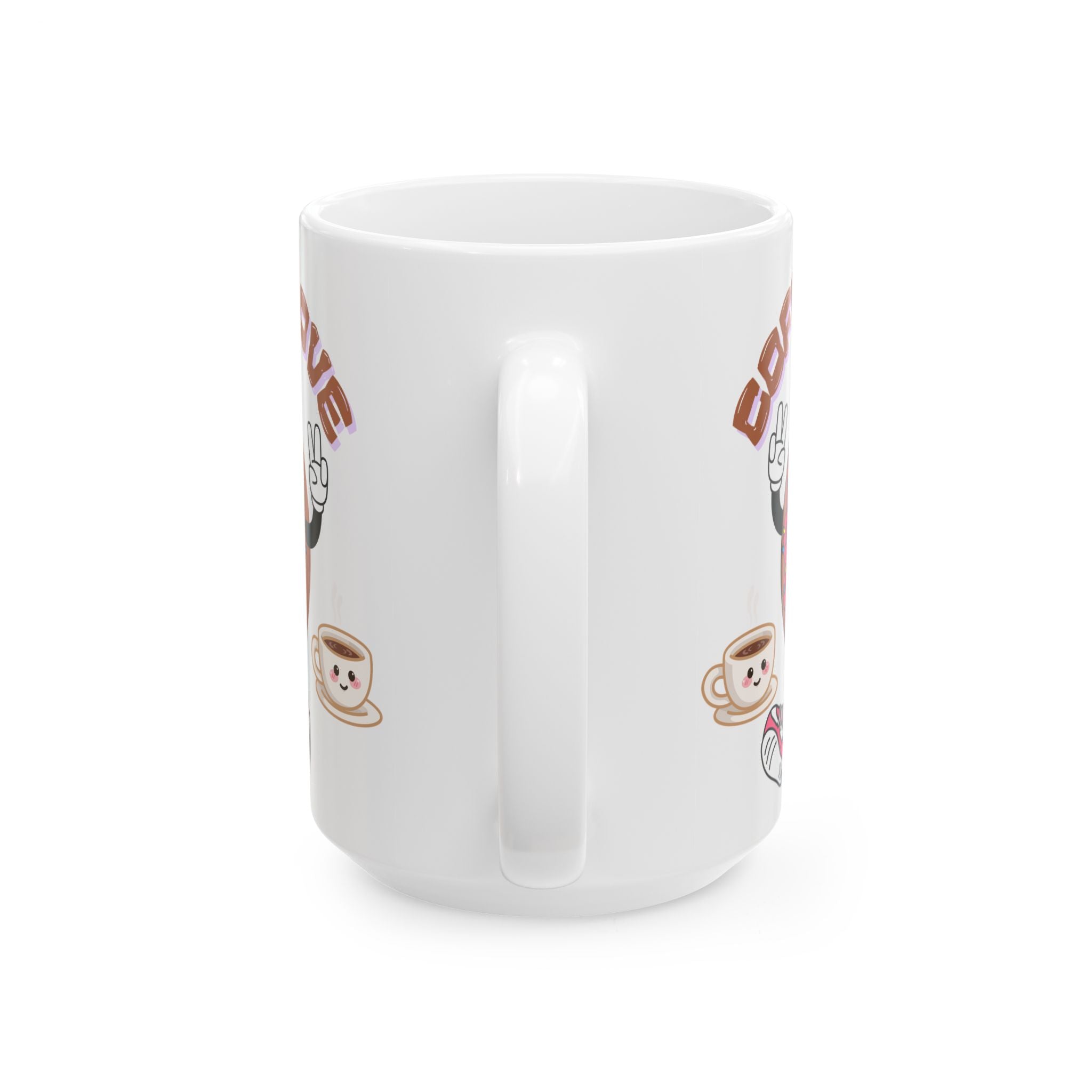 Coffee Love Ceramic Mug - Fun Donut & Coffee Design