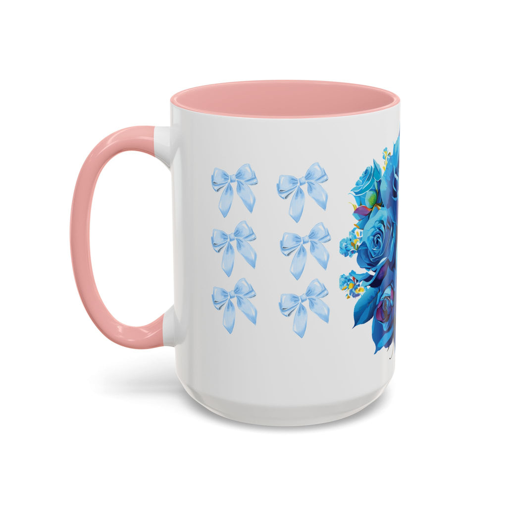 Blue Rose Accent Coffee Mug – Floral Bouquet Design (11/15 oz)