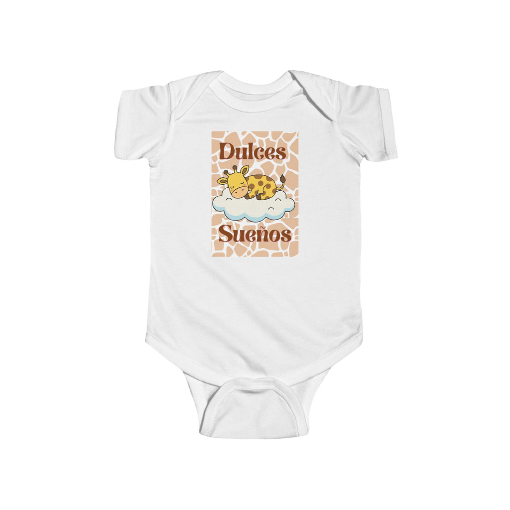 Infant Bodysuit - "Dulces Sueños" Giraffe Sleeping Baby Onesie