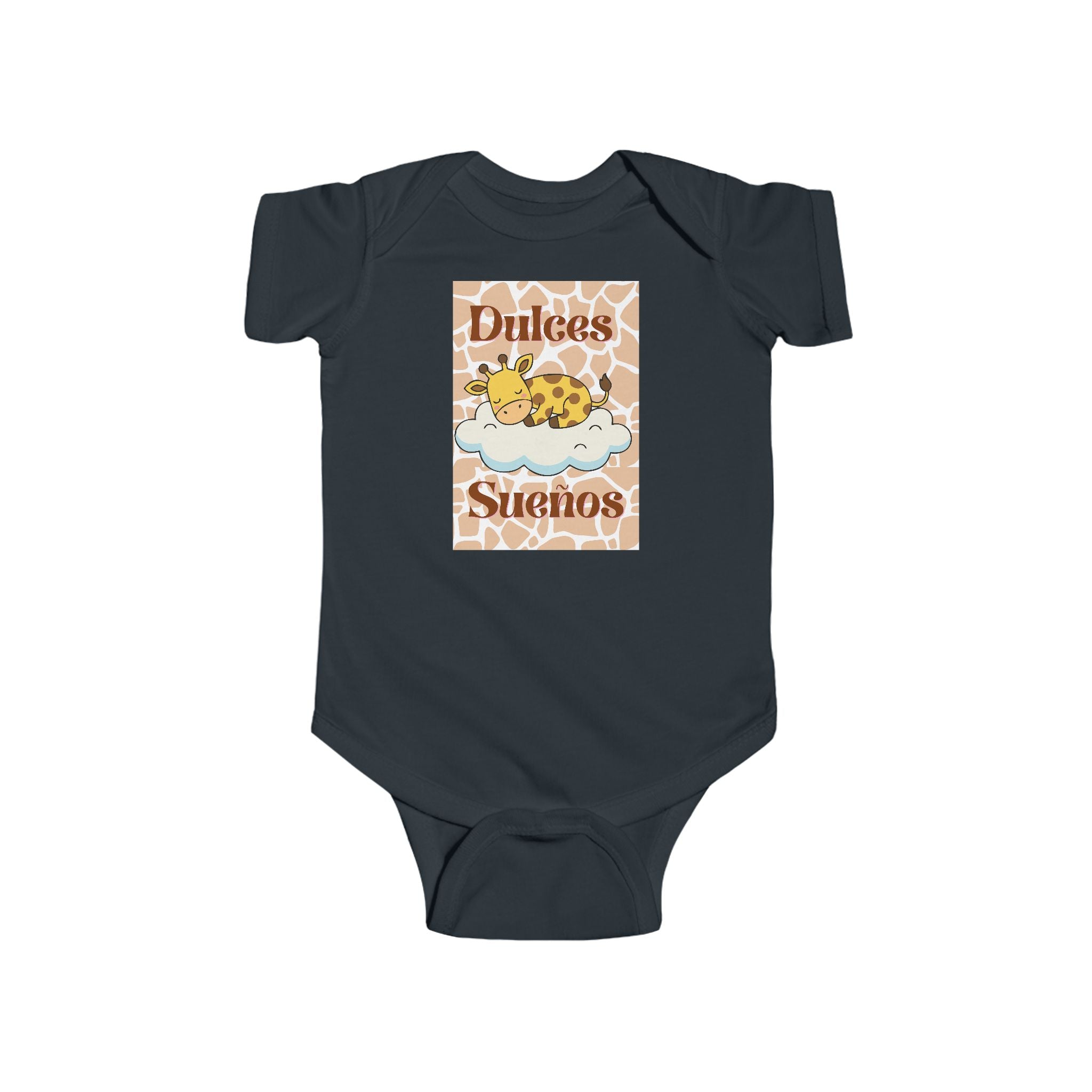 Infant Bodysuit - "Dulces Sueños" Giraffe Sleeping Baby Onesie