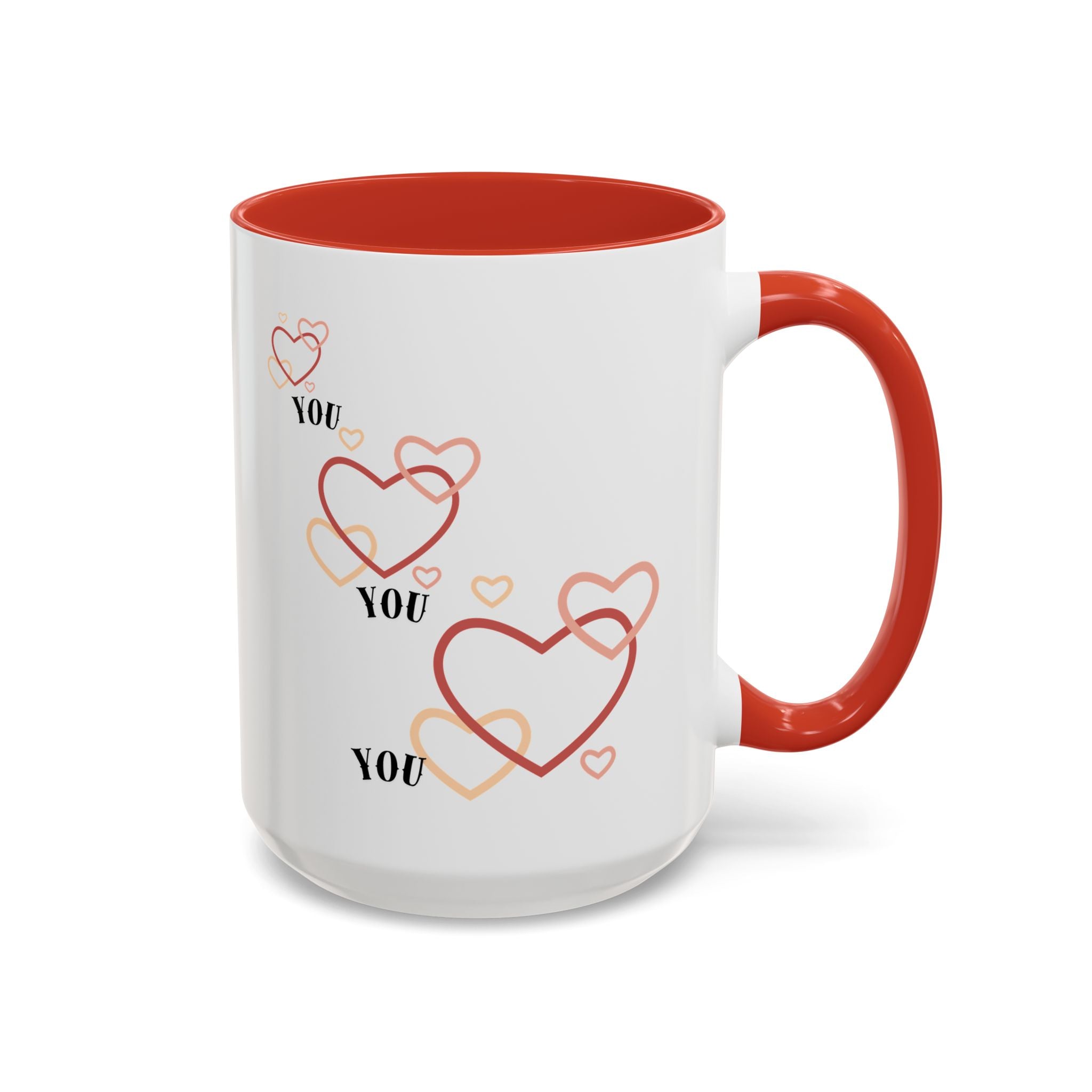Love You Accent Coffee Mug, Valentine's Day Gift, Heart Mug, Cute Coffee Cup, Romantic Beverage Container