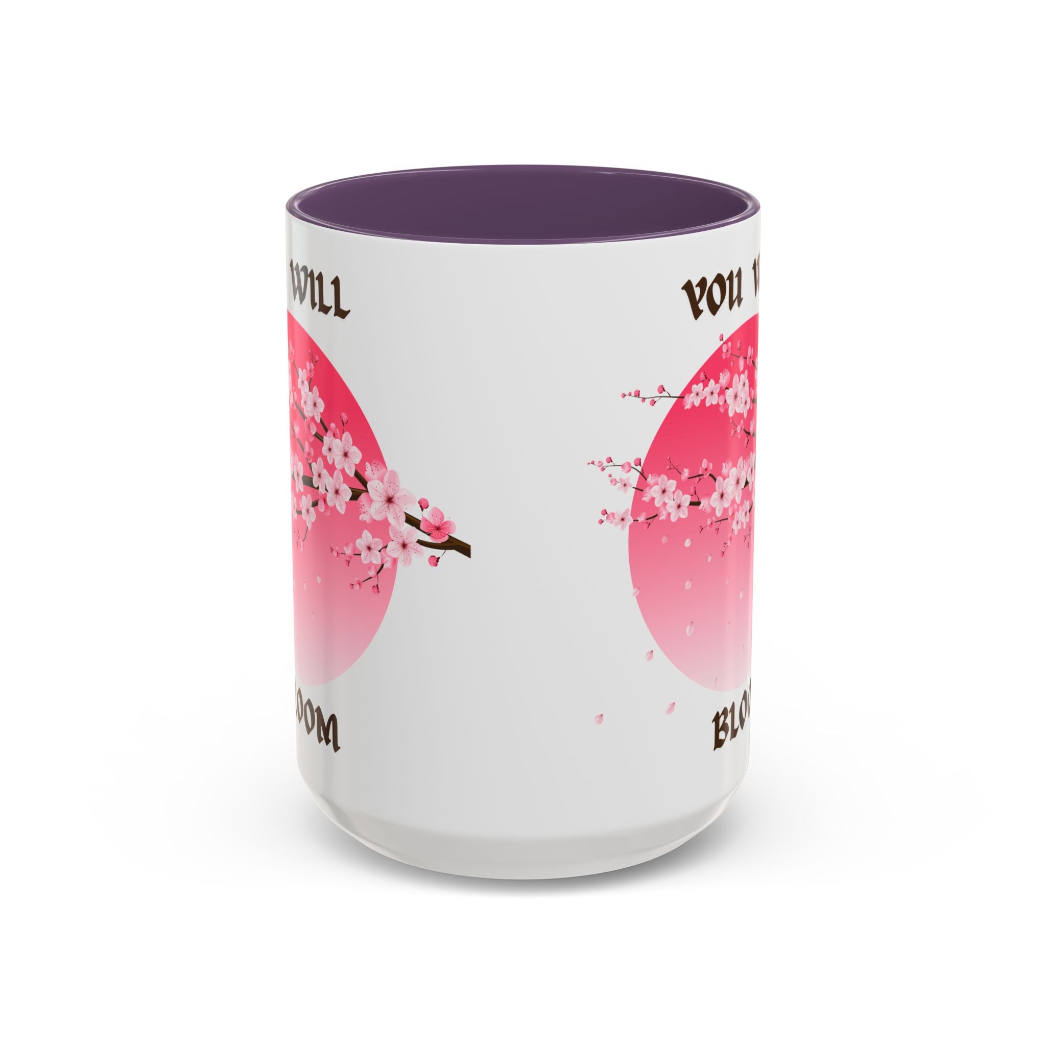 You Will Bloom Accent Coffee Mug — Cherry Blossom Inspirational 11/15oz