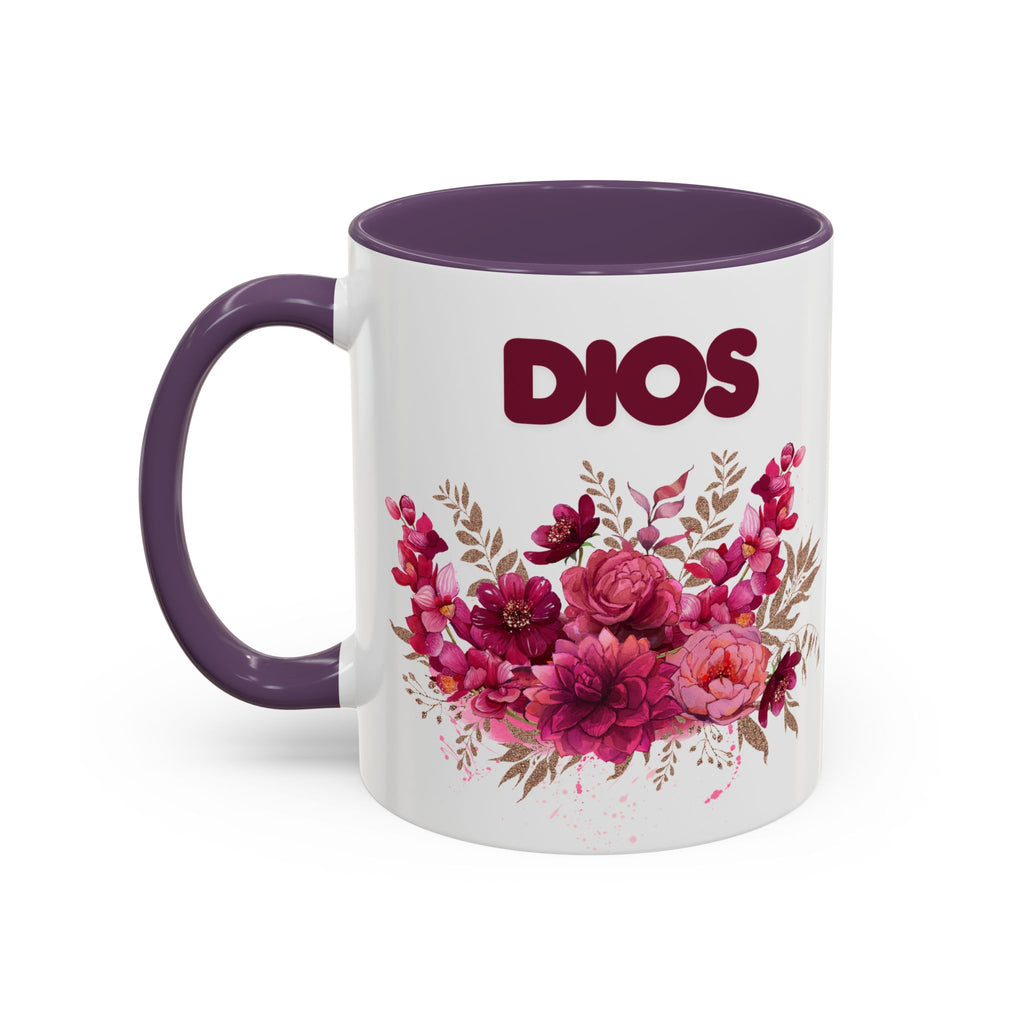 Dios Floral Accent Coffee Mug — 11/15oz Inspirational Christian Tea Cup