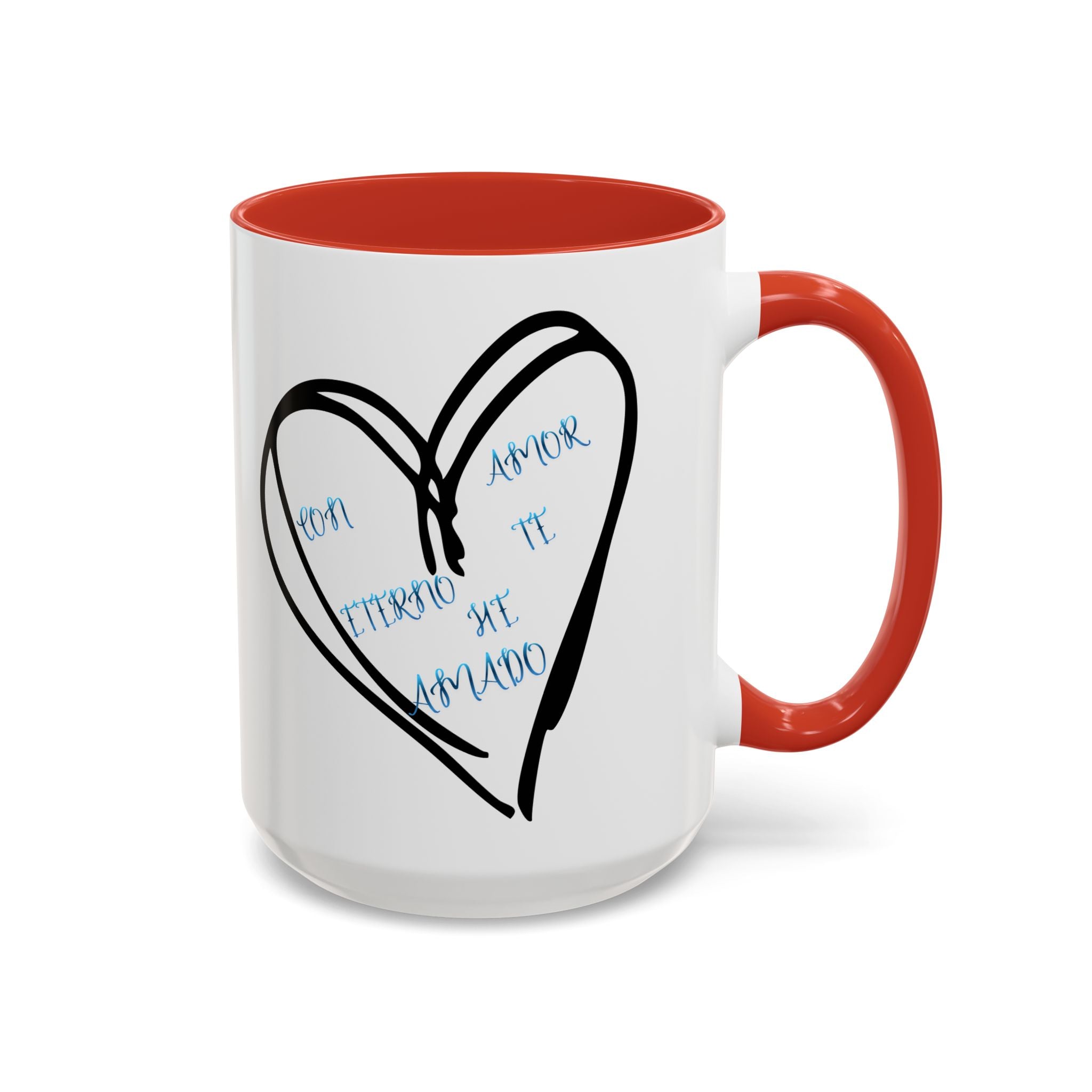 Coffee Mug - Hand-Drawn Heart with Spanish 'Por Amor Te He Amado' Accent
