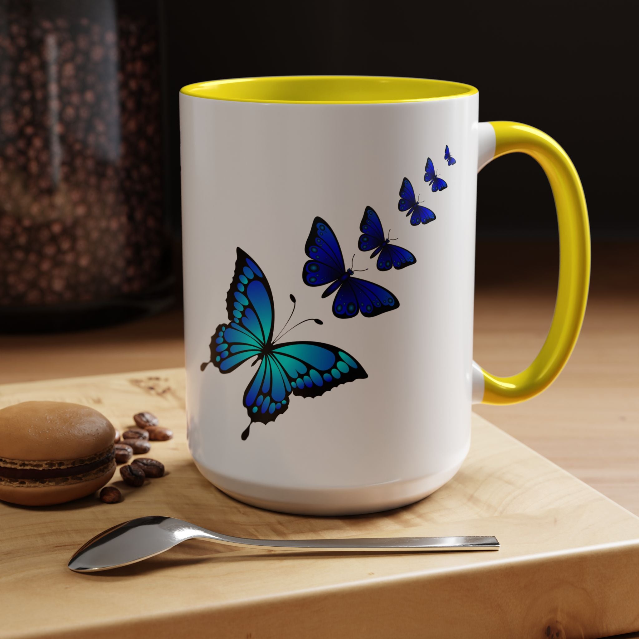 Butterfly Accent Coffee Mug | Colorful Butterfly Design | Perfect Gift for Nature Lovers | Home & Office Decor | 11oz & 15oz