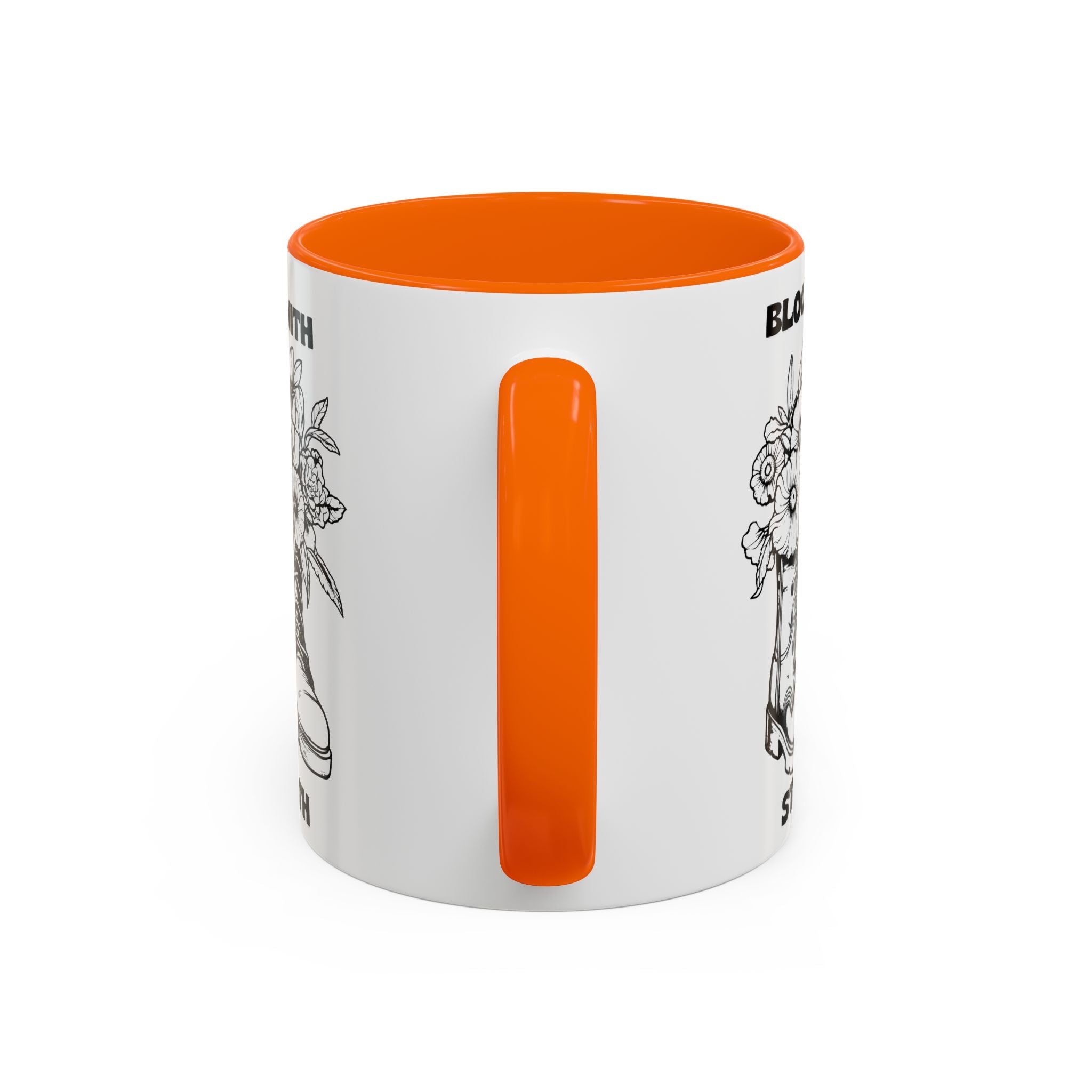 Bloom With Strength Coffee Mug — Floral Boots Inspirational Accent Mug (11/15oz)