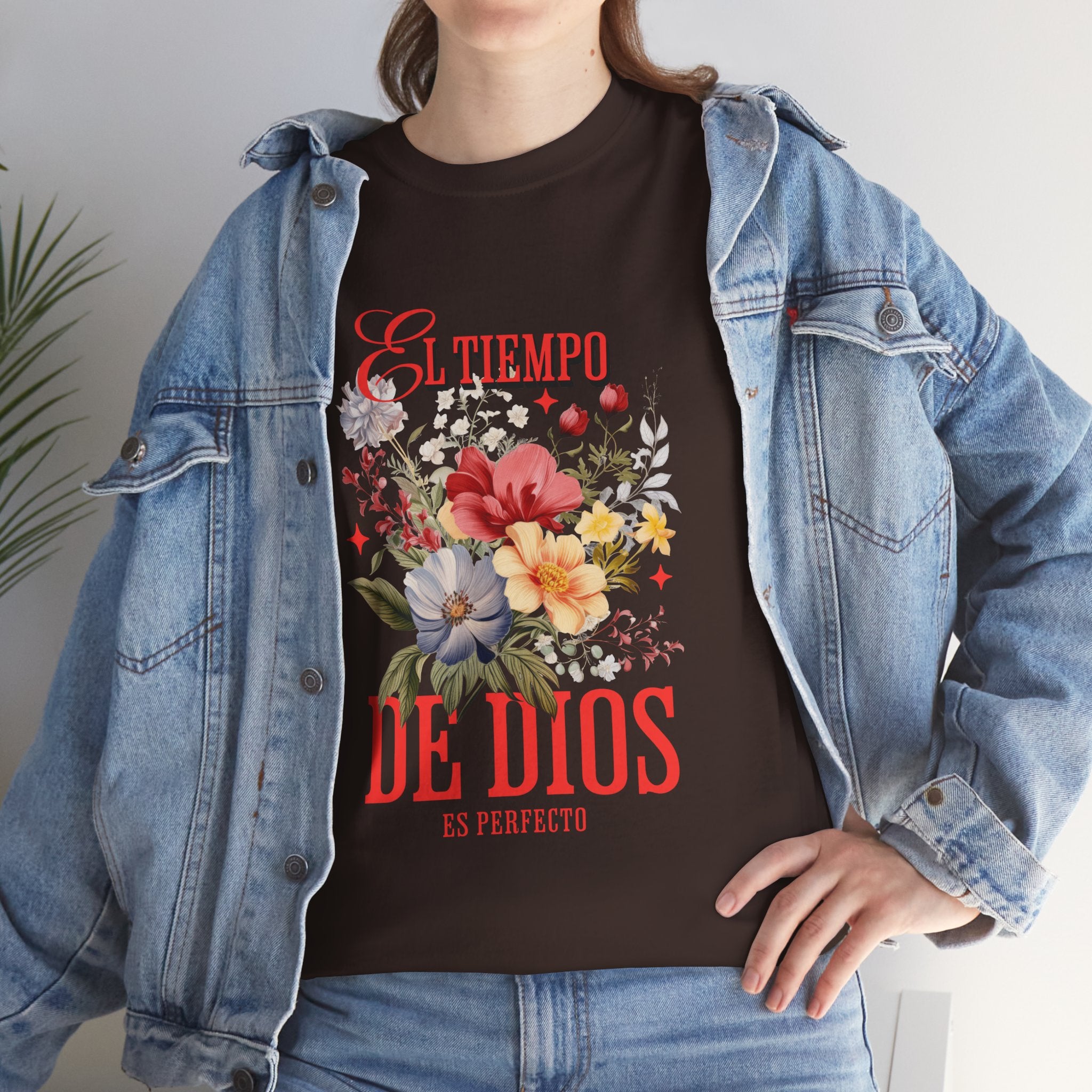 Floral Quote Tee, Unisex Heavy Cotton Tee for Faith and Inspiration, Cute T-Shirt for Spring, Inspirational Gift for Friends, [...]