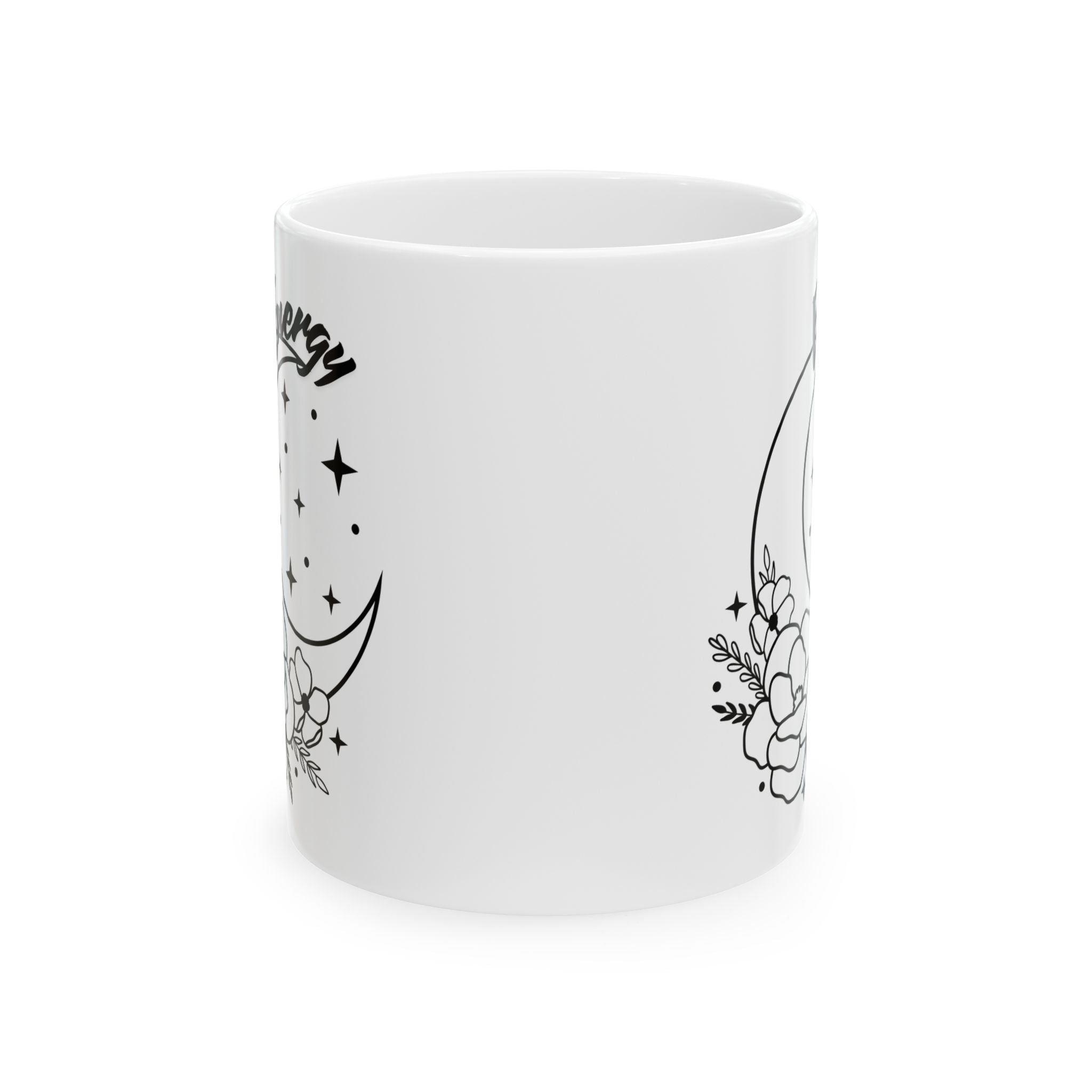 Moon Phase Floral Ceramic Mug | Empowering Gift for Coffee Lovers, Flower Lover's Mug, Astrology Coffee Cup, Celestial Drinkware